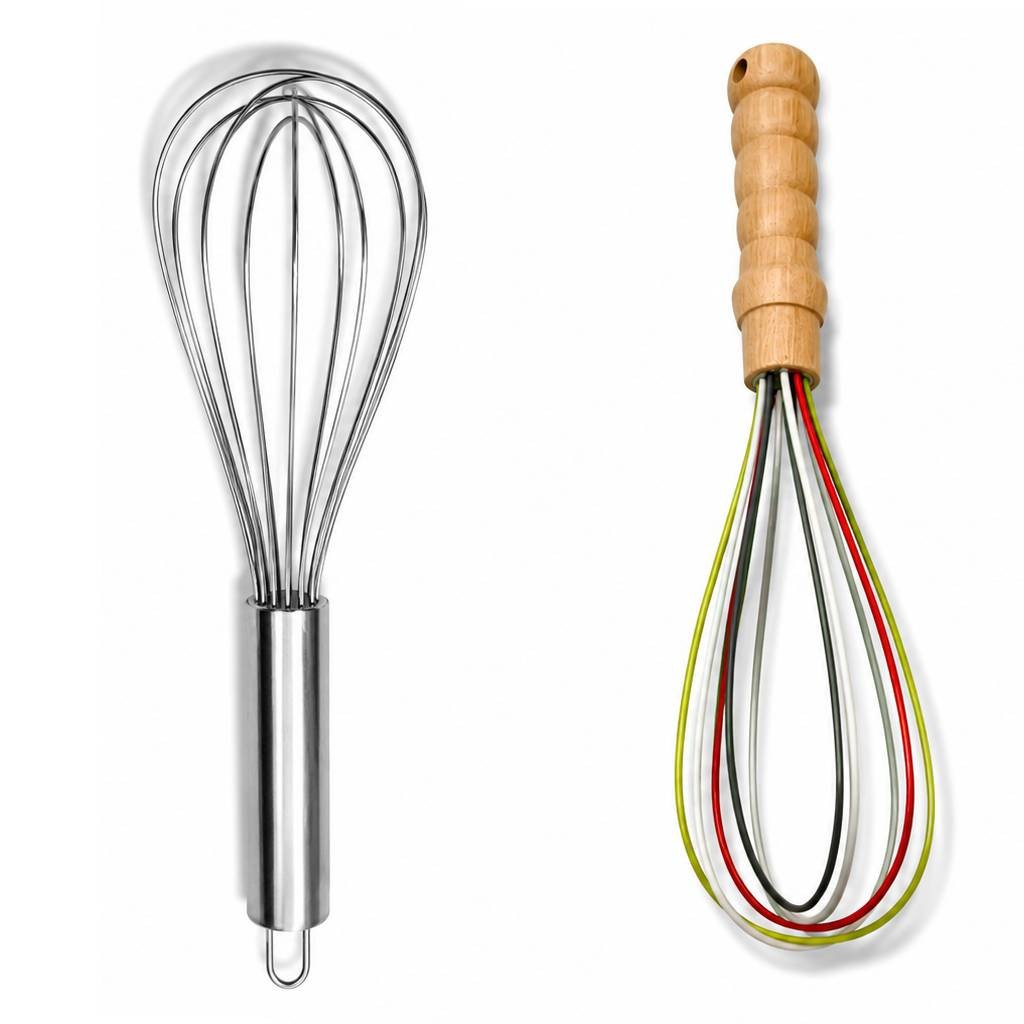 Kitchen Whisk Set – Stainless Steel & Wooden Handle