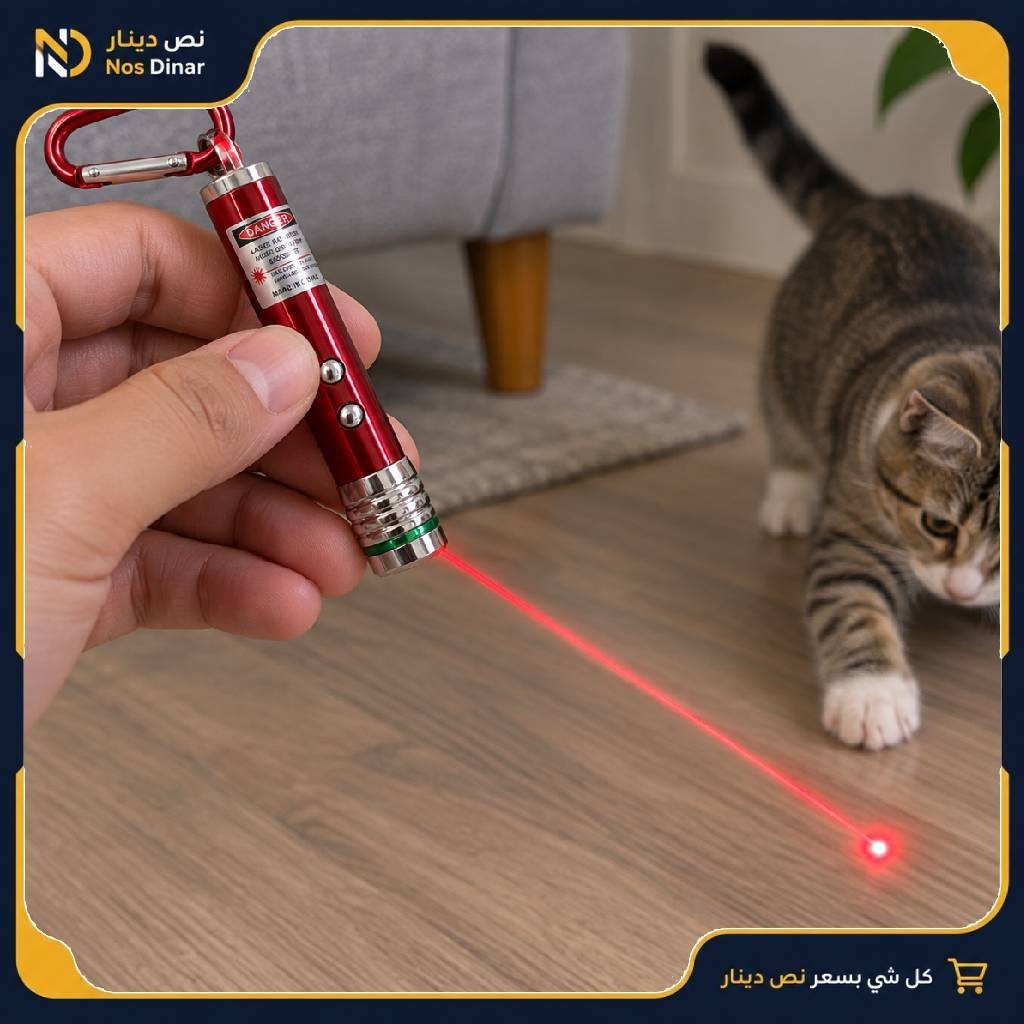 Mini Laser Pointer Keychain with LED Flashlight & Carabiner (5 Colors) - 1 Pc