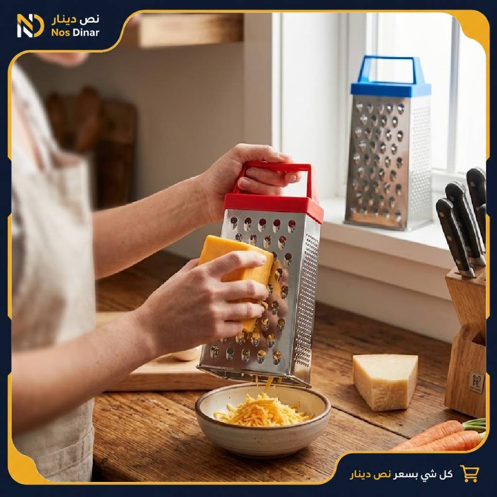 Multi-Color Kitchen Grater with Durable Plastic Handle - Available in Red and Blue