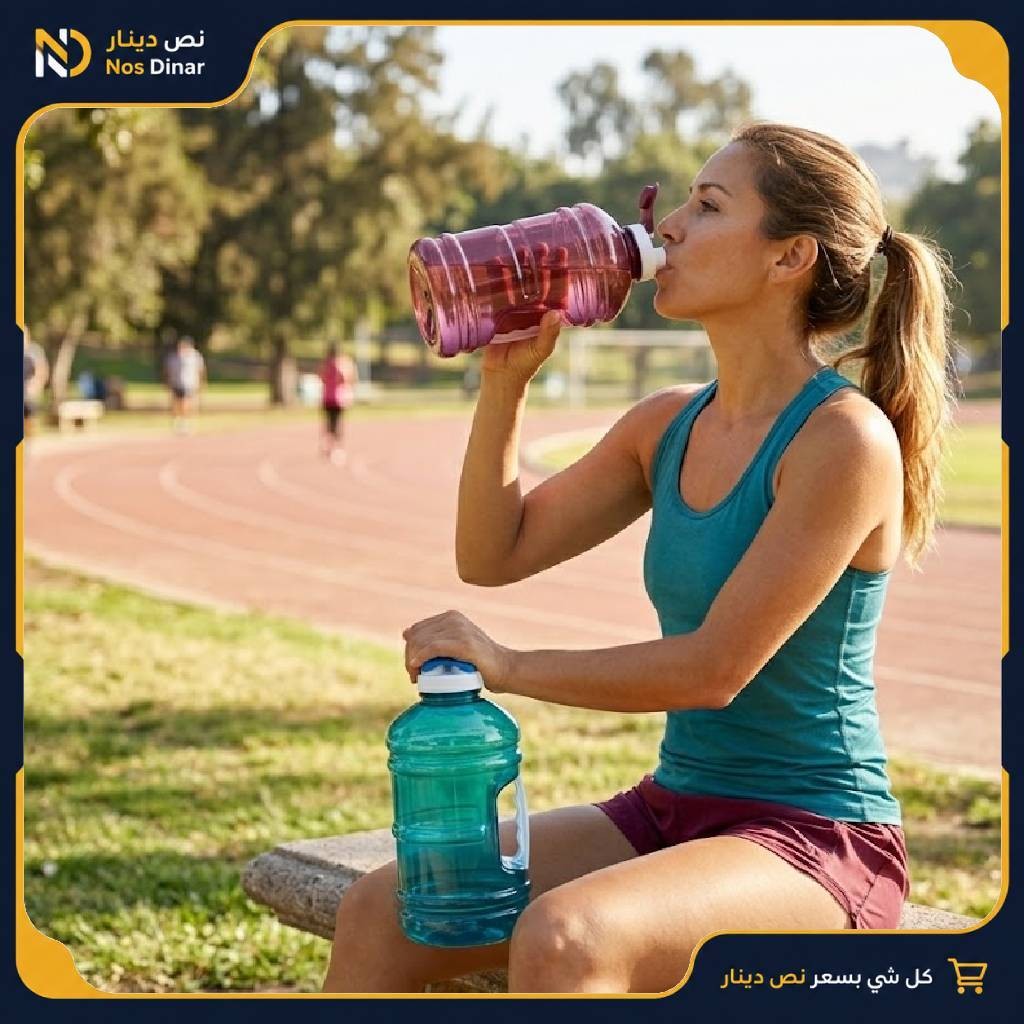 Large Sport Water Bottle Set with Handle, Blue & Maroon (600ml each)