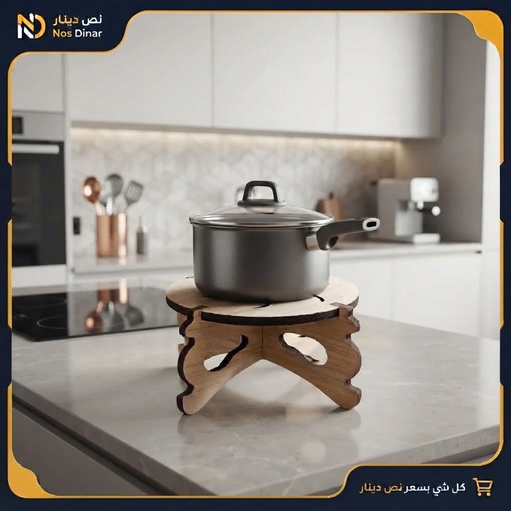 Carved Wooden Round Display Stand — Natural Wood Base for Mugs and Candles