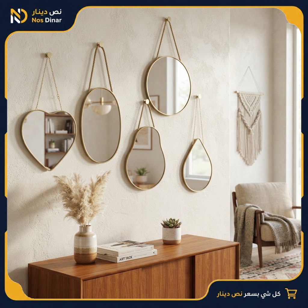 Gold Framed Wall Mirrors - Set of 5 Shapes (Sold Separately)