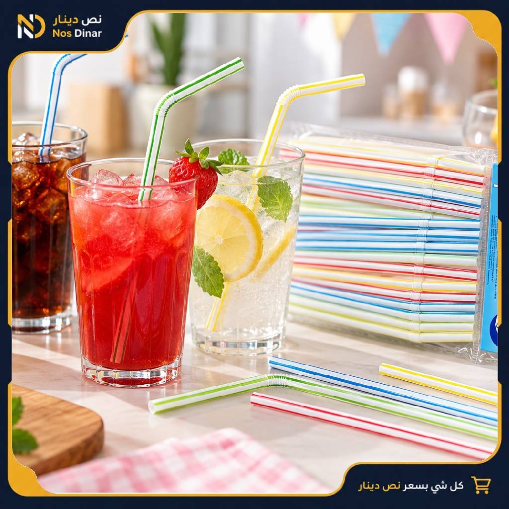 Eco Times Colorful Flexible Drinking Straws - 50 pcs