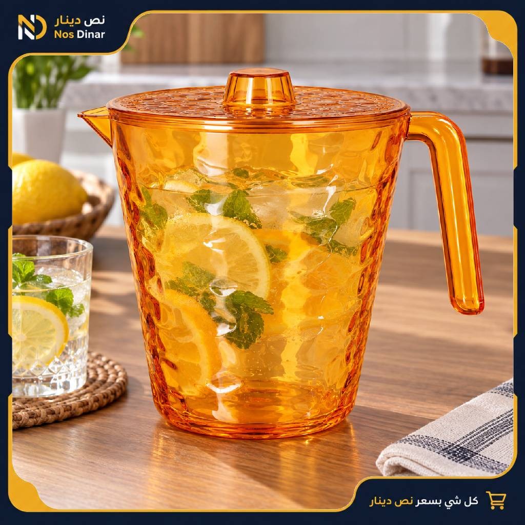 Transparent Plastic Water Pitcher with Lid -  multicolor